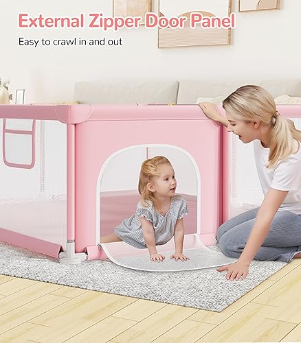 Miniatura 9 de Dripex Corralito para bebés, corralito pequeño de 52 x 52 pulgadas para bebés, patio de juegos de seguridad mejorada para interiores y exteriores,