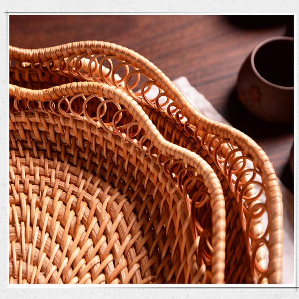 DGLQMYX Small Woven Wicker Basket - 9.8" Round Entryway Organizer For Keys, Wallet, Cell Phone Snacks Wicker Woven Bread Basket Natural Rattan Round Stackable - View #8