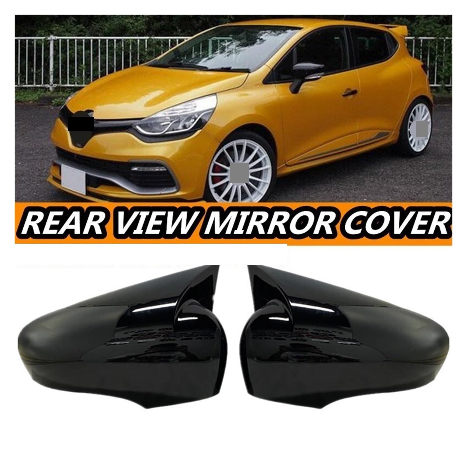 espejo retrovisor Para Renault Para Clio 4 Para MK4 Zoe Para Captur 2012-2019 Par de cubiertas espejo retrovisor lateral Cubierta(Glossy Black)