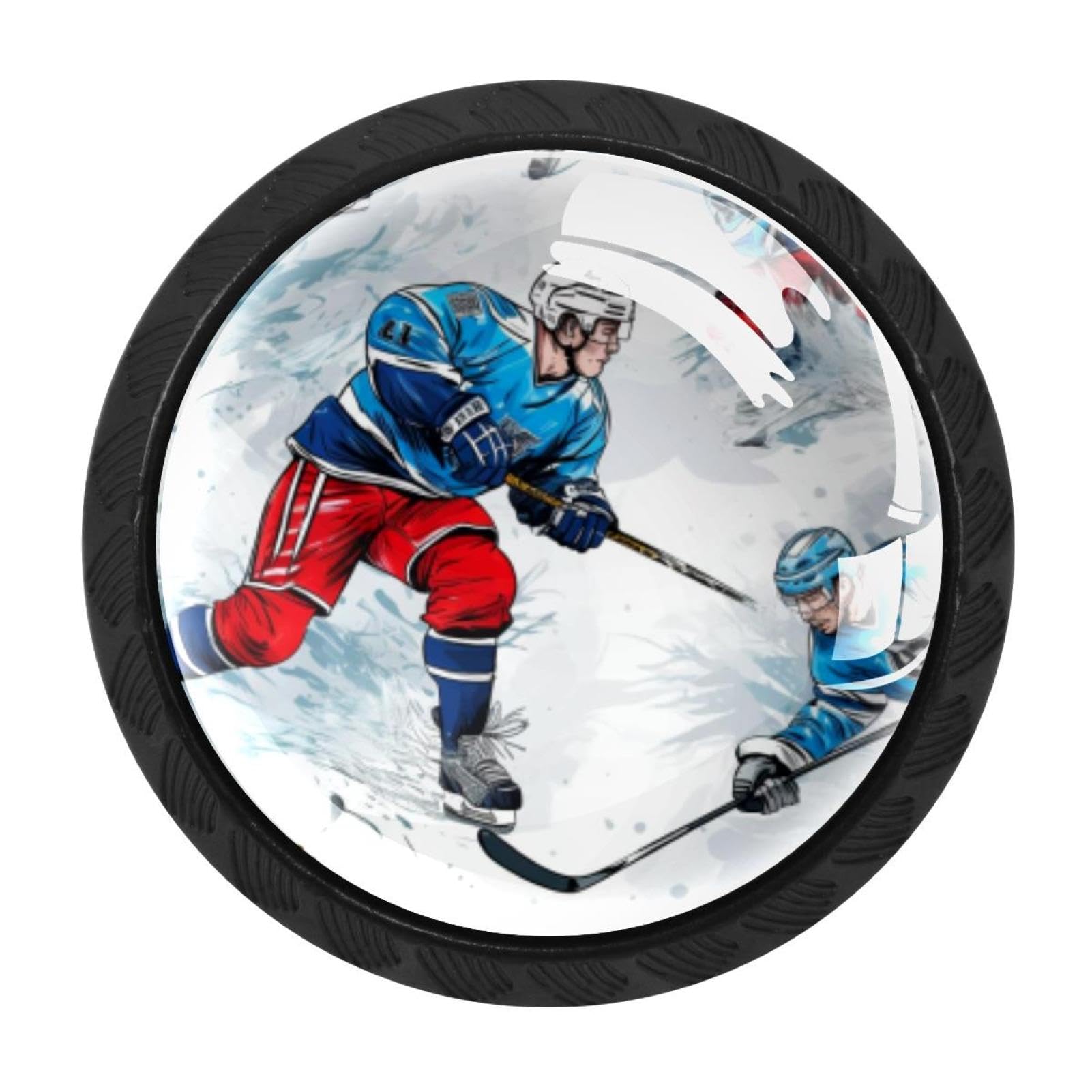 Chenzzzz Multicolored 07 Ice Hockey Cabinet Knobs 4 Pieces Drawer Kitchen Cabinets Dresser Cupboard Wardrobe Unique Pulls Handles