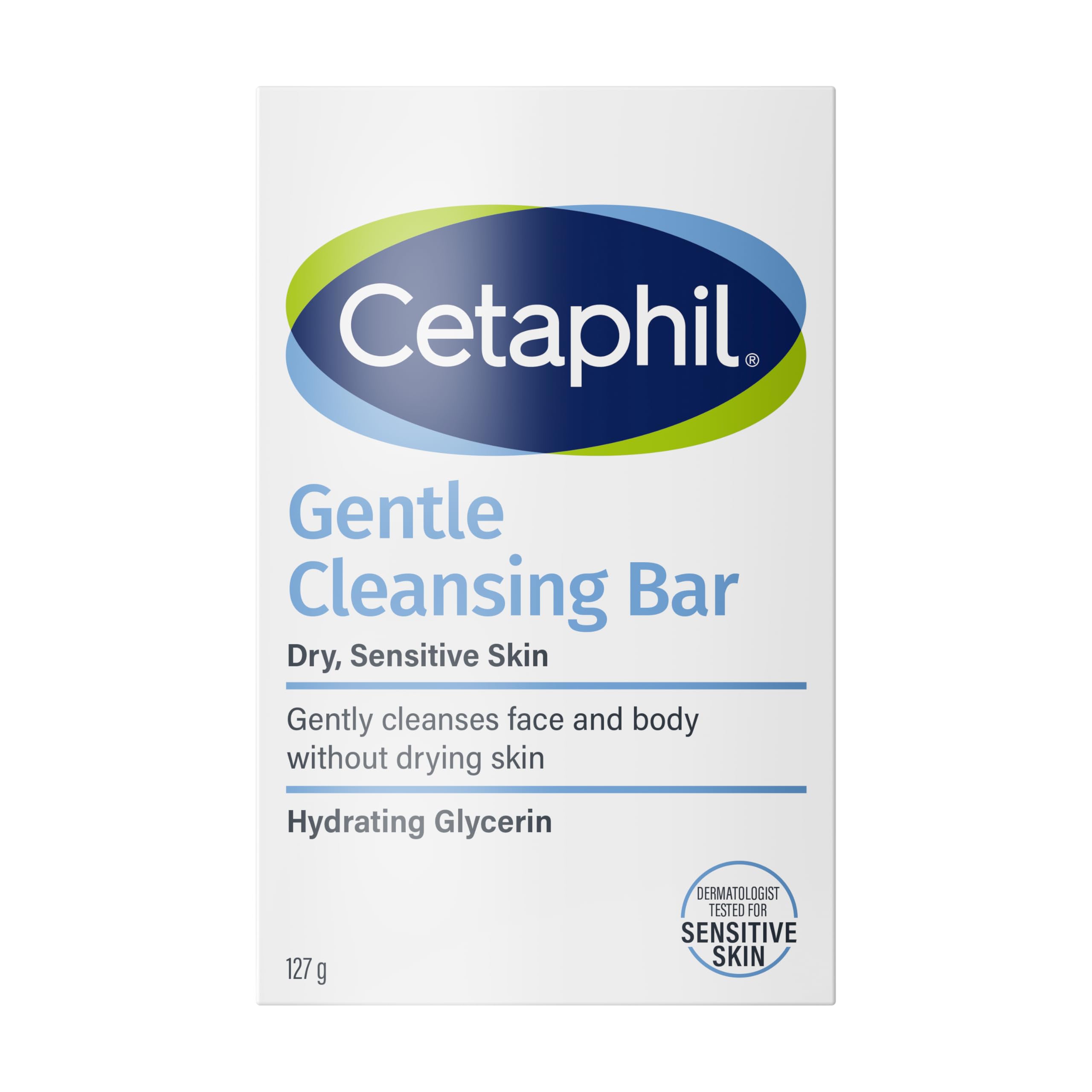 Cetaphil Gentle Cleansing Bar 127g, Soap-Free Mild Cleansing Bar for Face & Body, Gentle Non-Irritating Wash for Sensitive & Dry Skin, Moisturising Bar Format, Travel-Friendly Everyday Cleanser