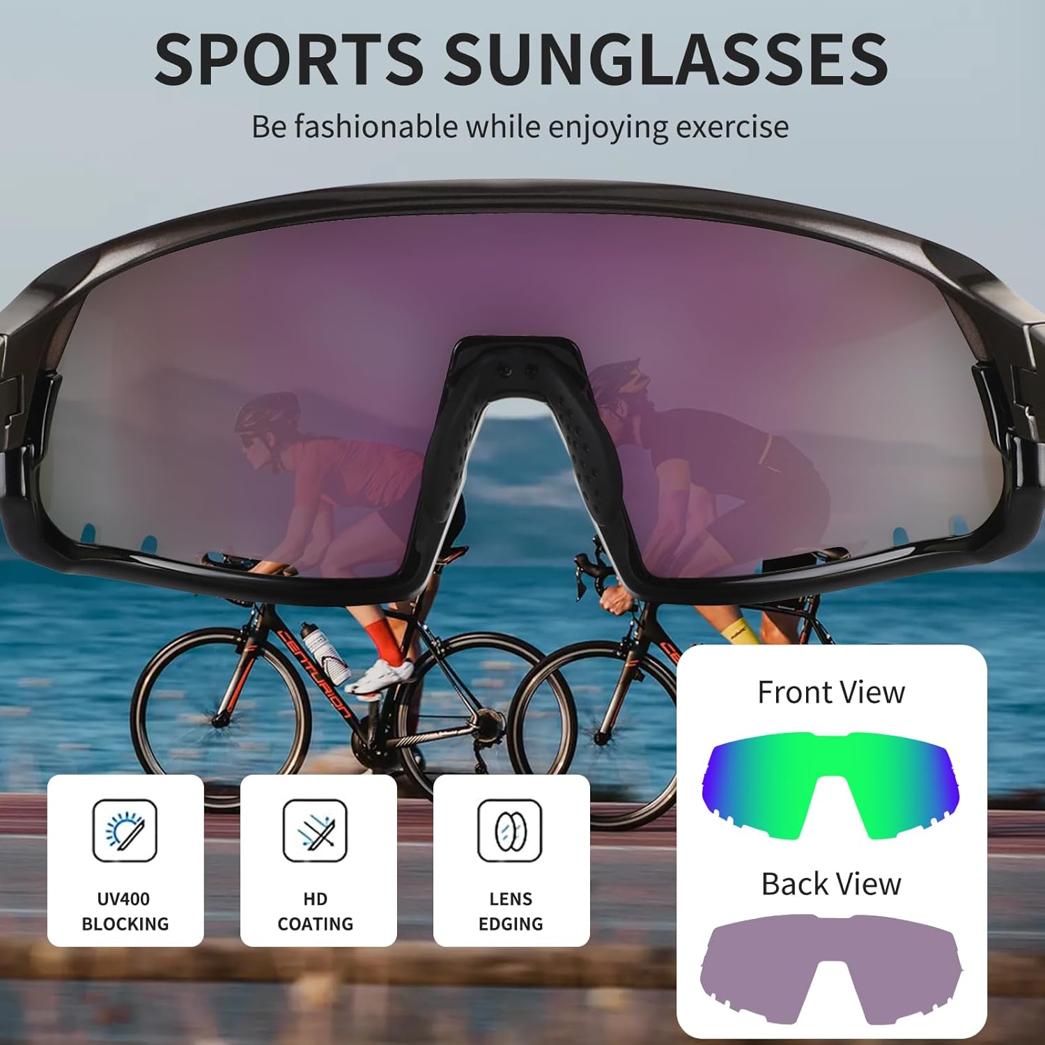 BangLong Sports Sunglasses for Men Women - UV400 Protection Sun Glasses for Running Cycling Baseball Fishing - Image 6