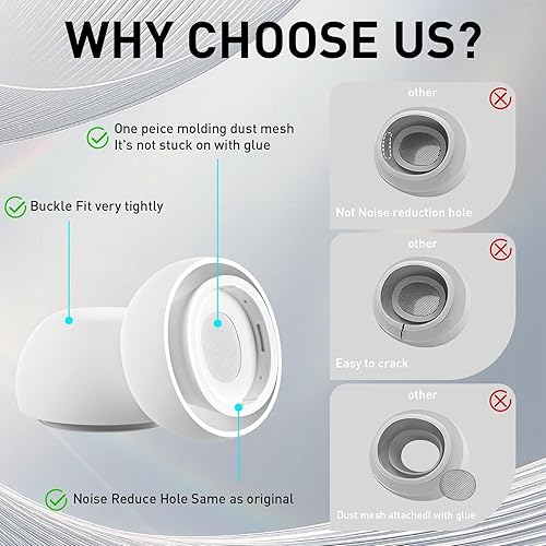 Miniatura 2 de 4 pares de almohadillas de repuesto para las orejas y funda protectora de silicona suave para AirPods Pro de 21 generación con kit limpiador para