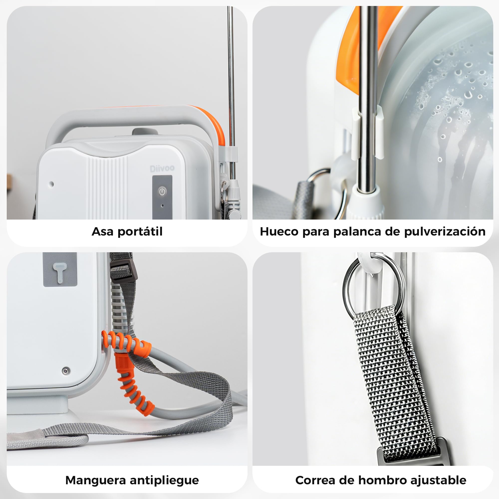 Diivoo Pulverizador Eléctrico de Jardín 5L, Boquilla Ajustable (Niebla/Chorro), Depósito Graduado,Correa Ajustable, Batería Recargable 2000mAh, Pulverizador a Presión Portátil para Plantas y Exterior
