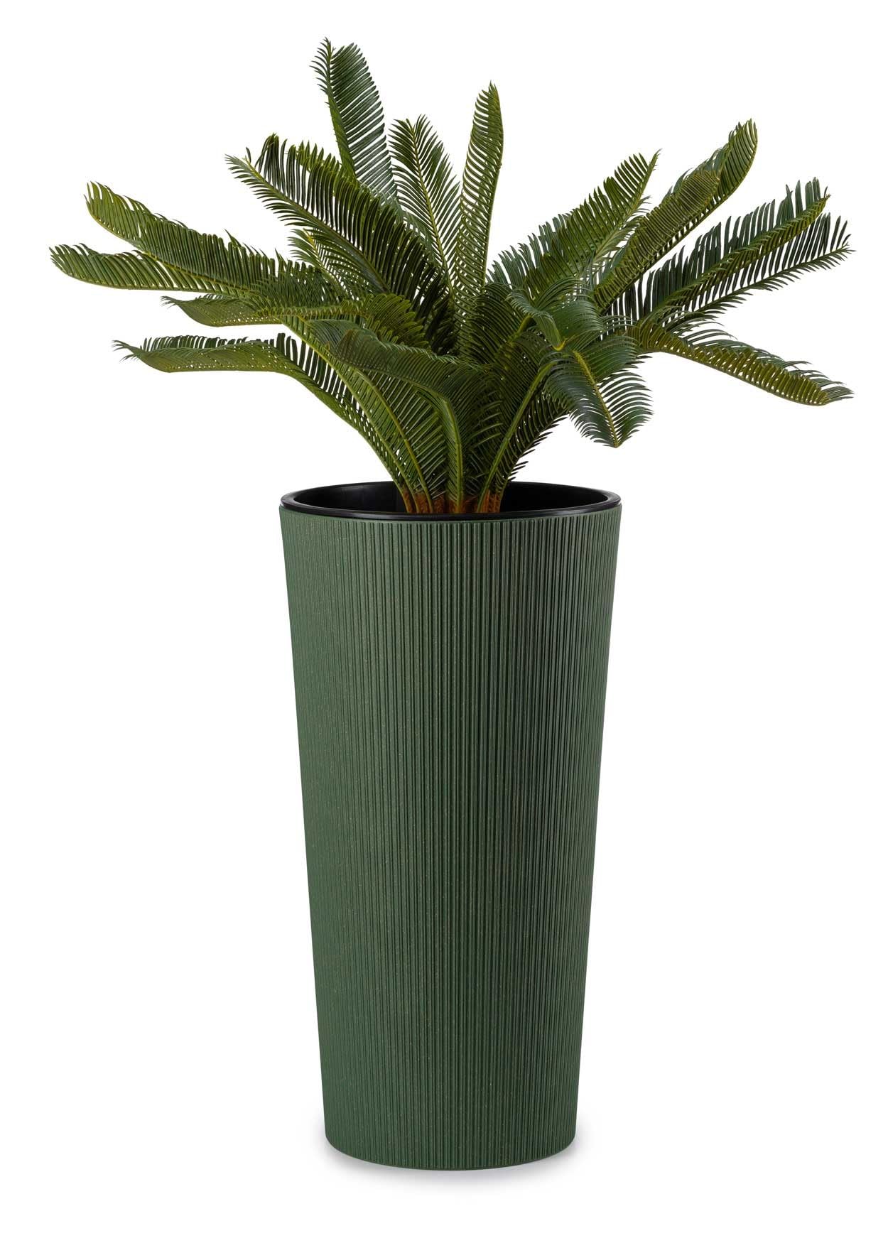 2X Vaso da Fiori Grande con Inserto per Piante | Vaso da Fiori Grande Verde in Plastica per Decorazione Soggiorno o Giardino | Set di 2 Vasi da Fiori (30xh57cm & 25xh46)