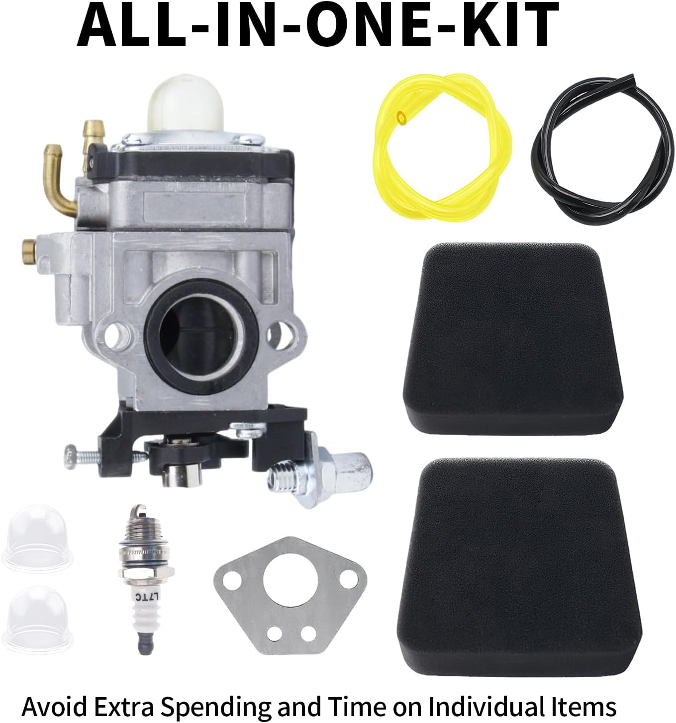 E43 300486 Carburetor for Earthquake MC43 Auger Tiller Parts E43CE E43WC Auger Drill MC43 MC43CE MC43E MC43ECE MC43RCE Tiller Cultivator Carb w 3004156 Air Filter