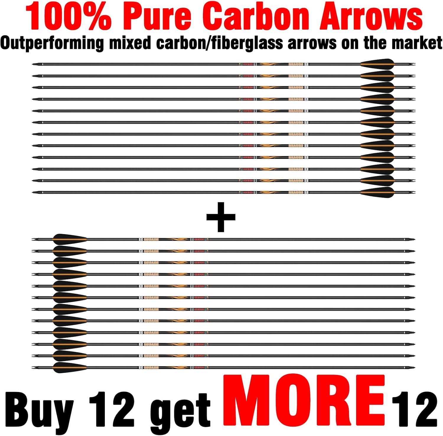 Sanlida Archery Dragon X8 Compound Bow Kit (Camo) and 100% Pure Carbon Arrows Dragon 8 Hunting Arrows(+/-.006" Straightness, 380 Spine,24PCS)