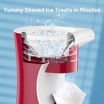 Snow Cone Shaved Ice Machine with 3 Reusable Plastic Cups, Table-Top Slushie Machine for Homemade Snow Cone, Snowballs, Frozen Cocktails and More, with Non-Slip Mat & Stainless Steel Blade