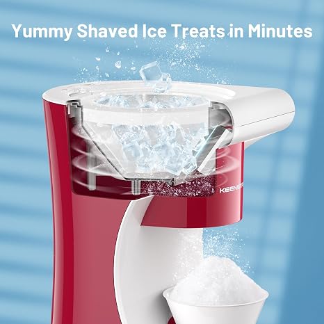 Snow Cone Shaved Ice Machine with 3 Reusable Plastic Cups, Table-Top Slushie Machine for Homemade Snow Cone, Snowballs, Frozen Cocktails and More, with Non-Slip Mat & Stainless Steel Blade