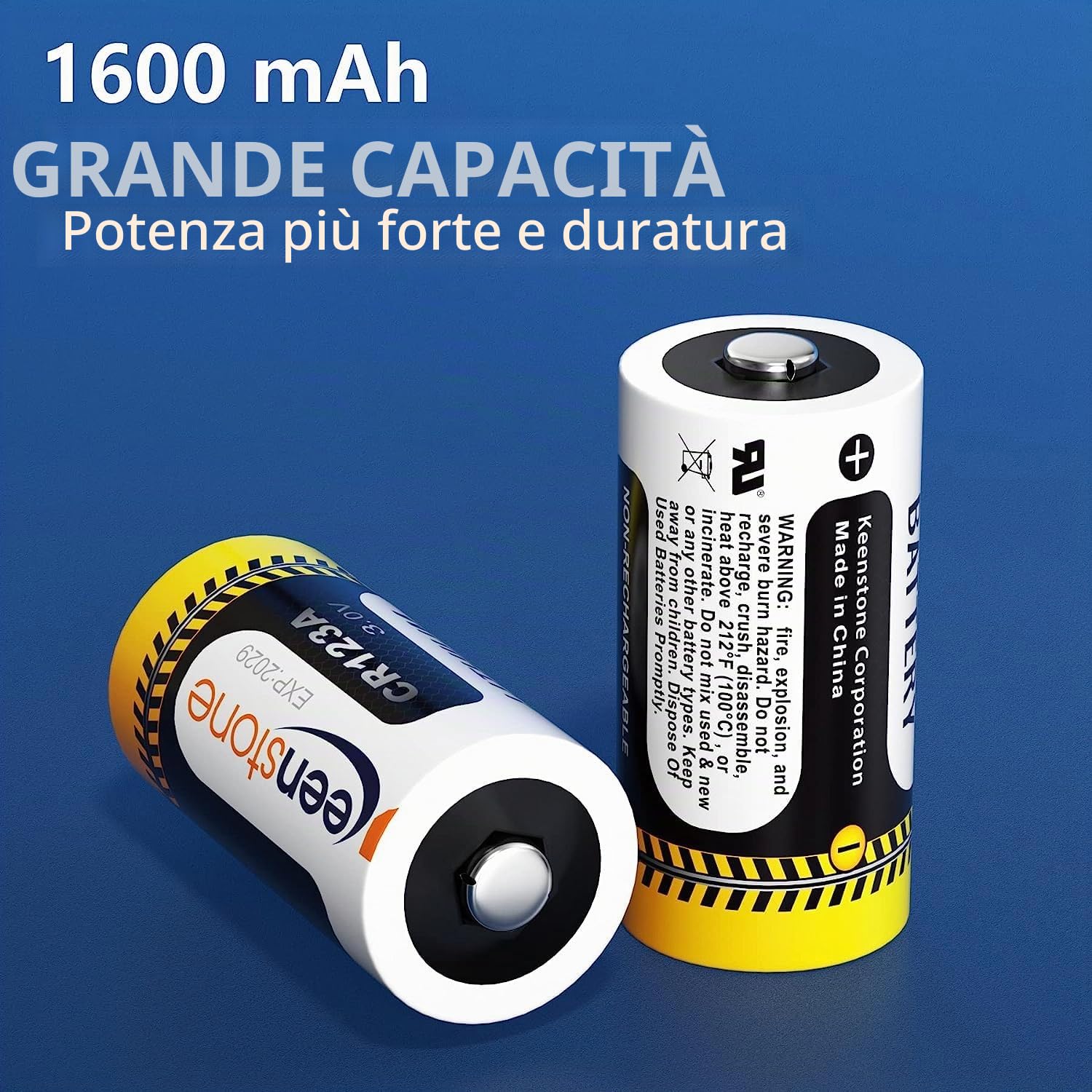 Keenstone Batteria al Litio CR123A da 3 V, Batteria al Litio Usa e Getta CR17345 da 1600 mAh, 24 Celle, Adatta per Torce Elettriche, Fotocamere, Microfoni, ecc. (Non applicabile ad Arlo)