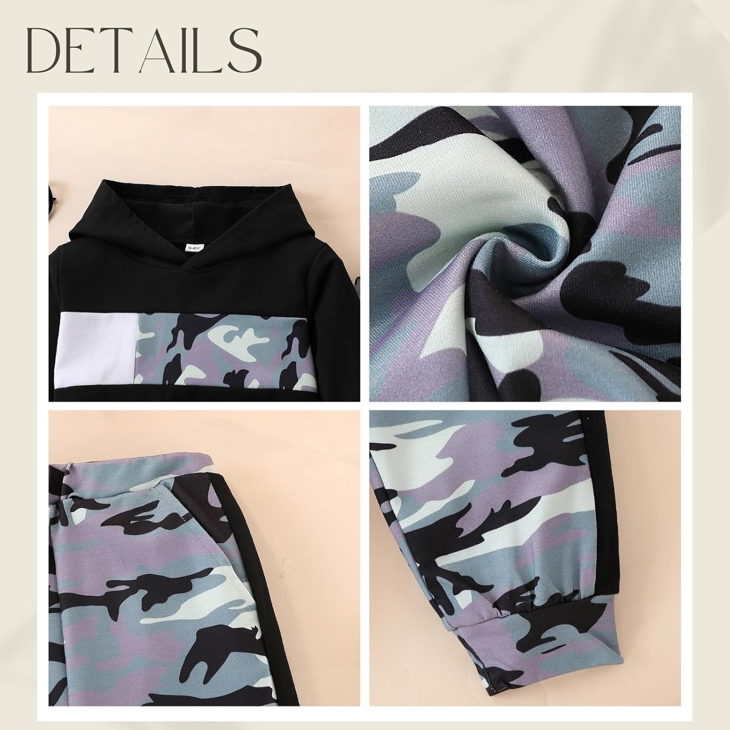 2-6T Toddler Baby Boy Clothes Long Sleeve Hooded Pullover Colorblock Sweatshirt + Pants 2pcs Fall Winter Outfit Set - Image 7