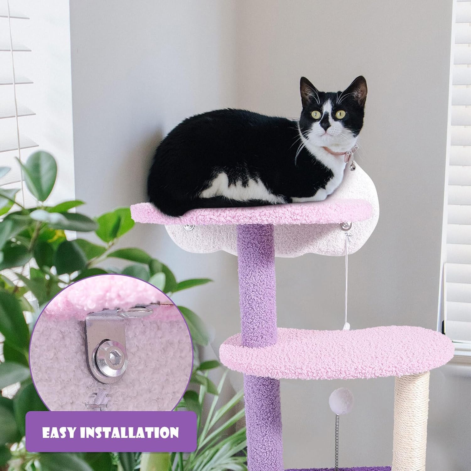 DOITOOL Cat Climbing Frame with Sisal Scratching Posts Large Indoor Cat Tree Kitten Play House Jumping Platform