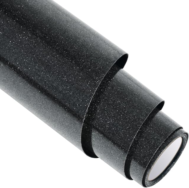 BOSADA Heat Transfer Vinyl 12 x 40 inches Glitter HTV Iron on Transfer Paper for DIY Clothing,Logo,Hat,Fabric (Glitter Black)