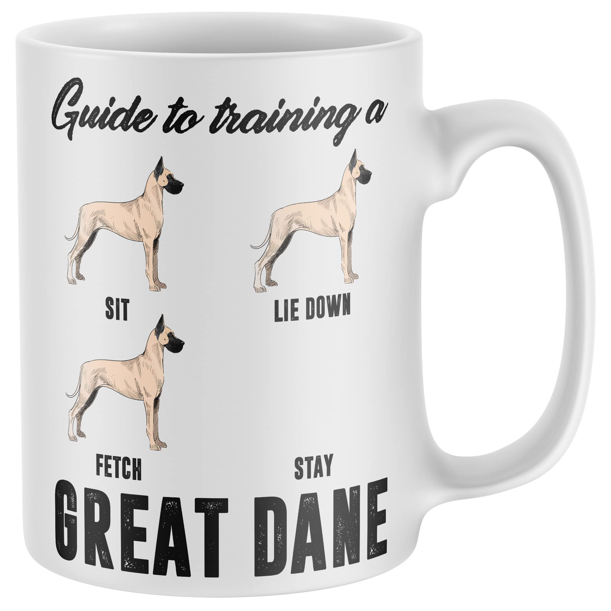 Purple Print House Funny Great Dane Mug Womens Great Dane Guide To Training Coffee and Tea Cup Birthday Gift for Great Dane Owner Men Women Puppy Dog Owners