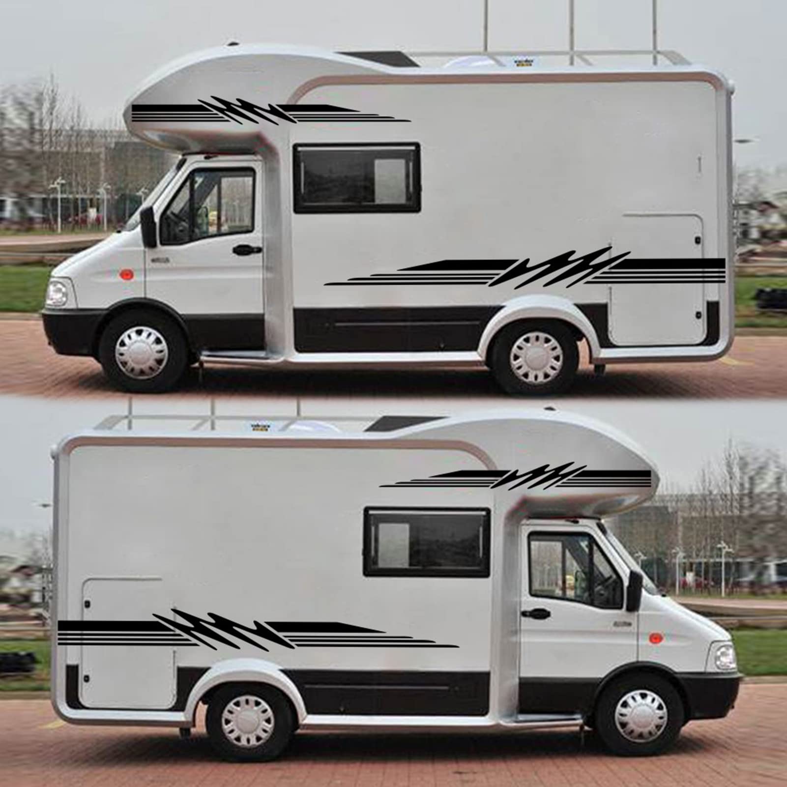 TFixol Adesivo per camper, caravan, rimorchio, camper, furgone, strisce grafiche, adesivo decorativo per auto, nero