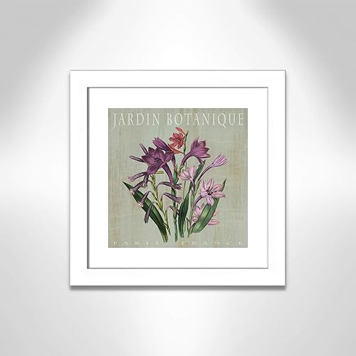 Miniatura 3 de Casa Fine Arts Jardin Botanique II - Arte de pared botánico francés vintage, 16 x 16 pulgadas, marco blanco mate