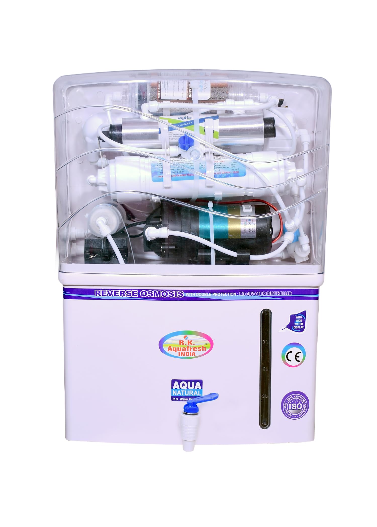 R.K. AQUA FRESH INDIA Aqua Plus RO Domestic Water Purifier (RO+ LED UV+ ORC COPPER+ALKALINE+ZINC HIGH TDS MEMBRANE+ TDS CONTROL) Automatic, Best For Home/Office Purpose | 15LPH | 12 Liter Storage