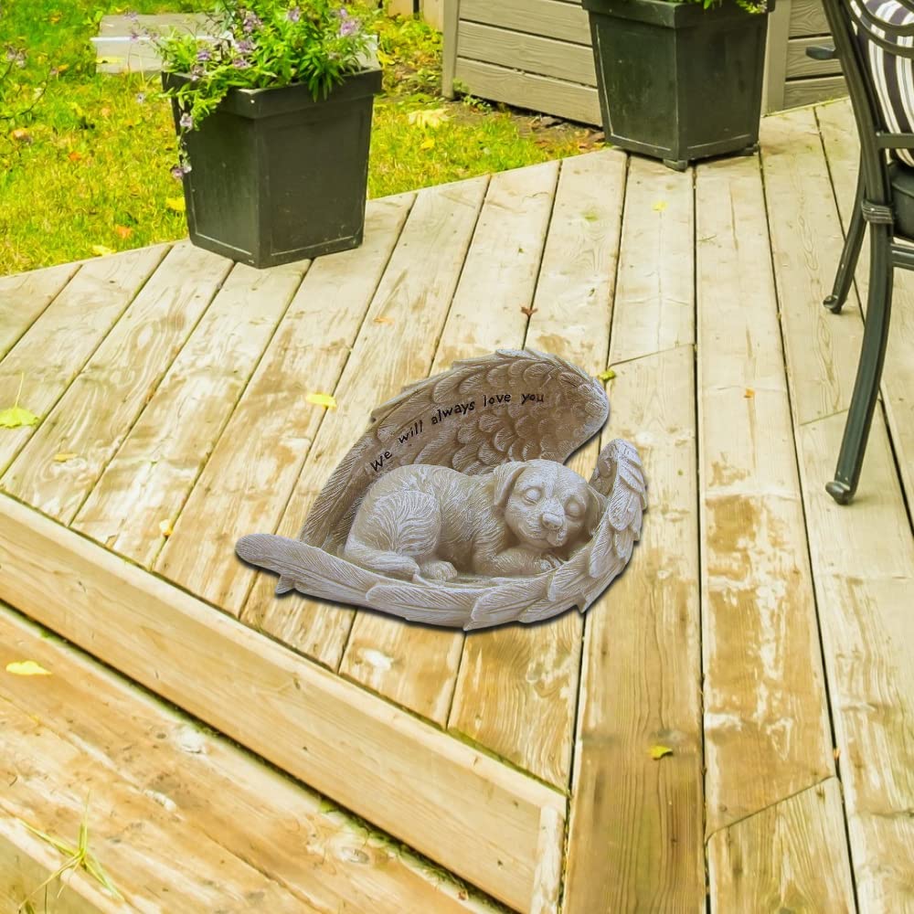 Comfy Hour Resin Dog Angel Wing Statue - "We Will Always Love You" Pet Memorial Gift
