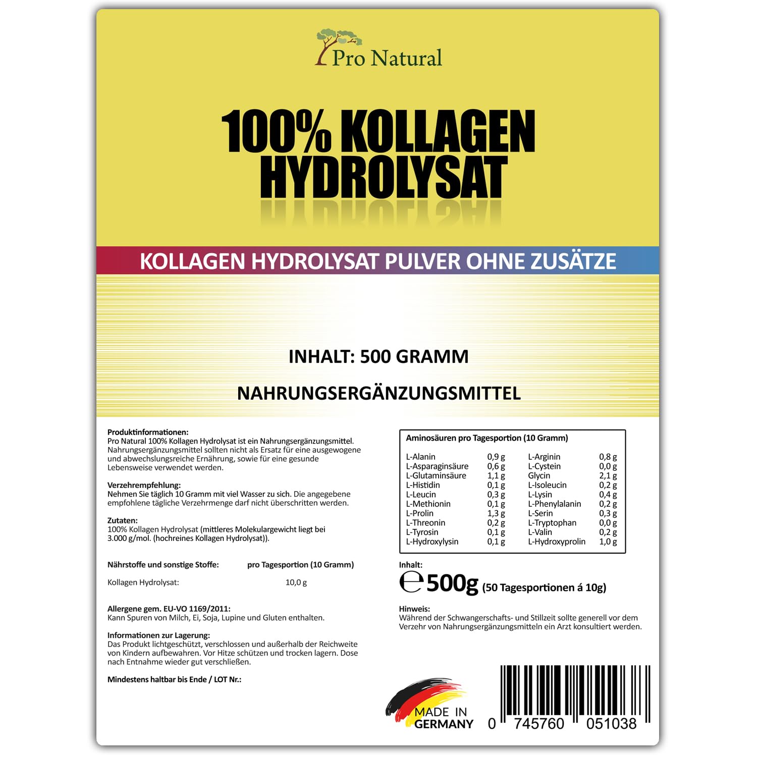 Kollagen Hydrolysat Collagen für die Gelenke & Knorpel 2er Pack (2 x 500 g) (Collagen Protein Pulver)