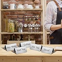 Vista 4 de Hicarer 5 letreros de acero inoxidable para mesa de tienda de campaña, letreros de café, té y bebidas, exhibición de mesa para fiestas, bufé