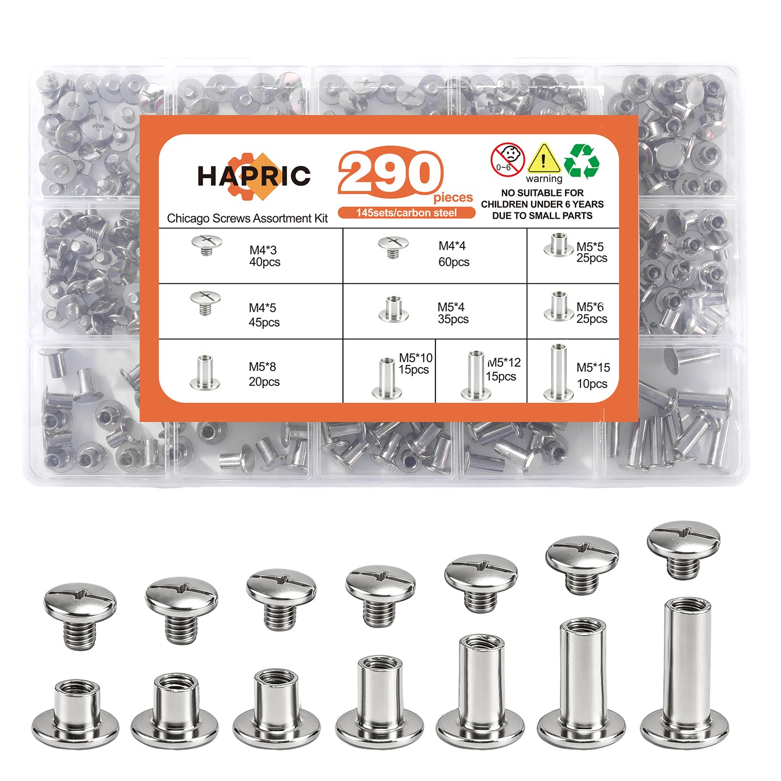 Hapric 290 Pcs Chicago Screws - Leather Crafting -8