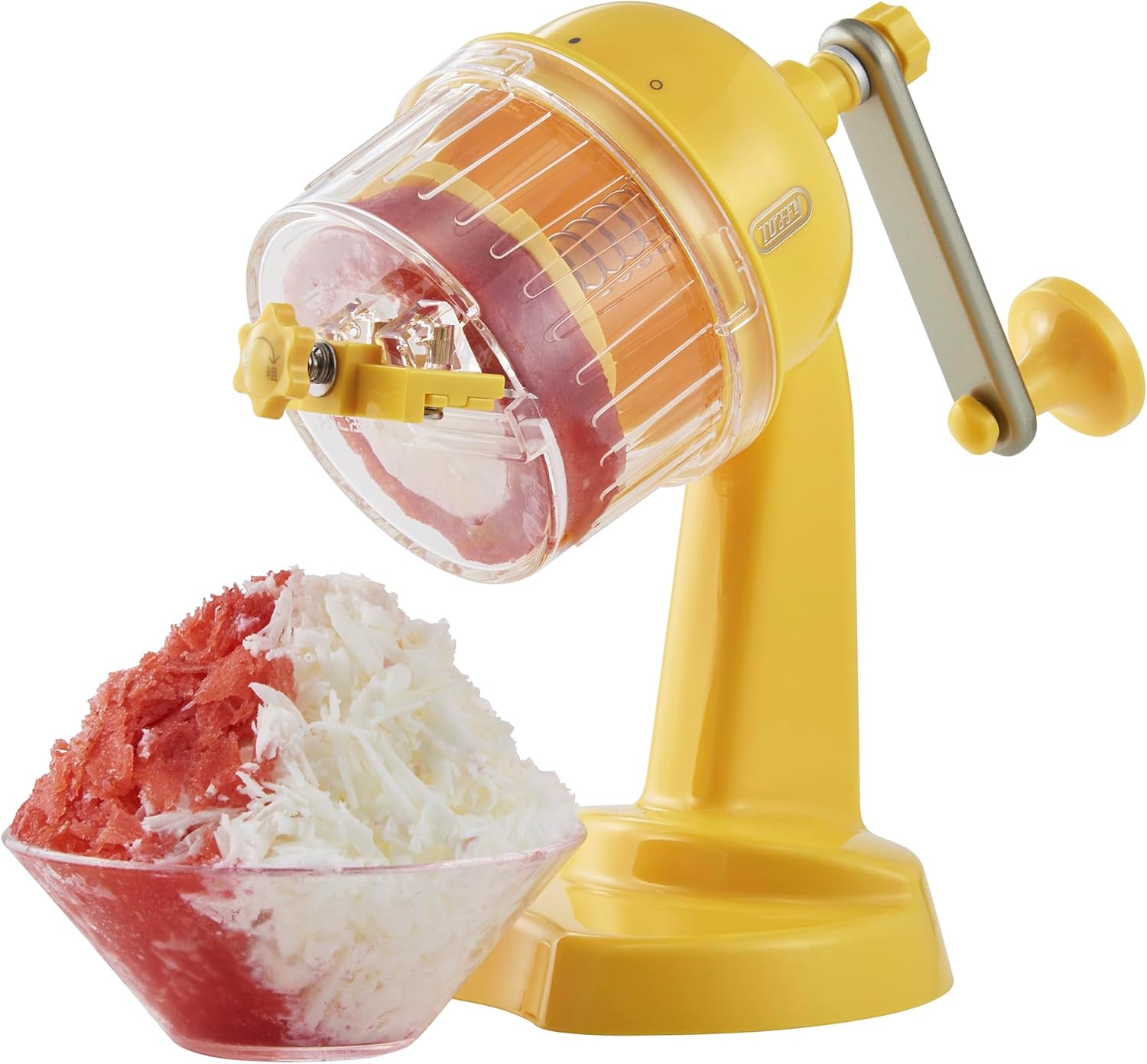 【Toffy/トフィー】 コンパクトふわふわかき氷器 K-HIS1 手動 冷凍フルーツ ジュース氷 味付き氷 ふわふわ サラサラ シャリシャリ 無段階調節 アウトドア ビビッドカラー [2025モデル]カナリアイエロー K-HIS1-CAY