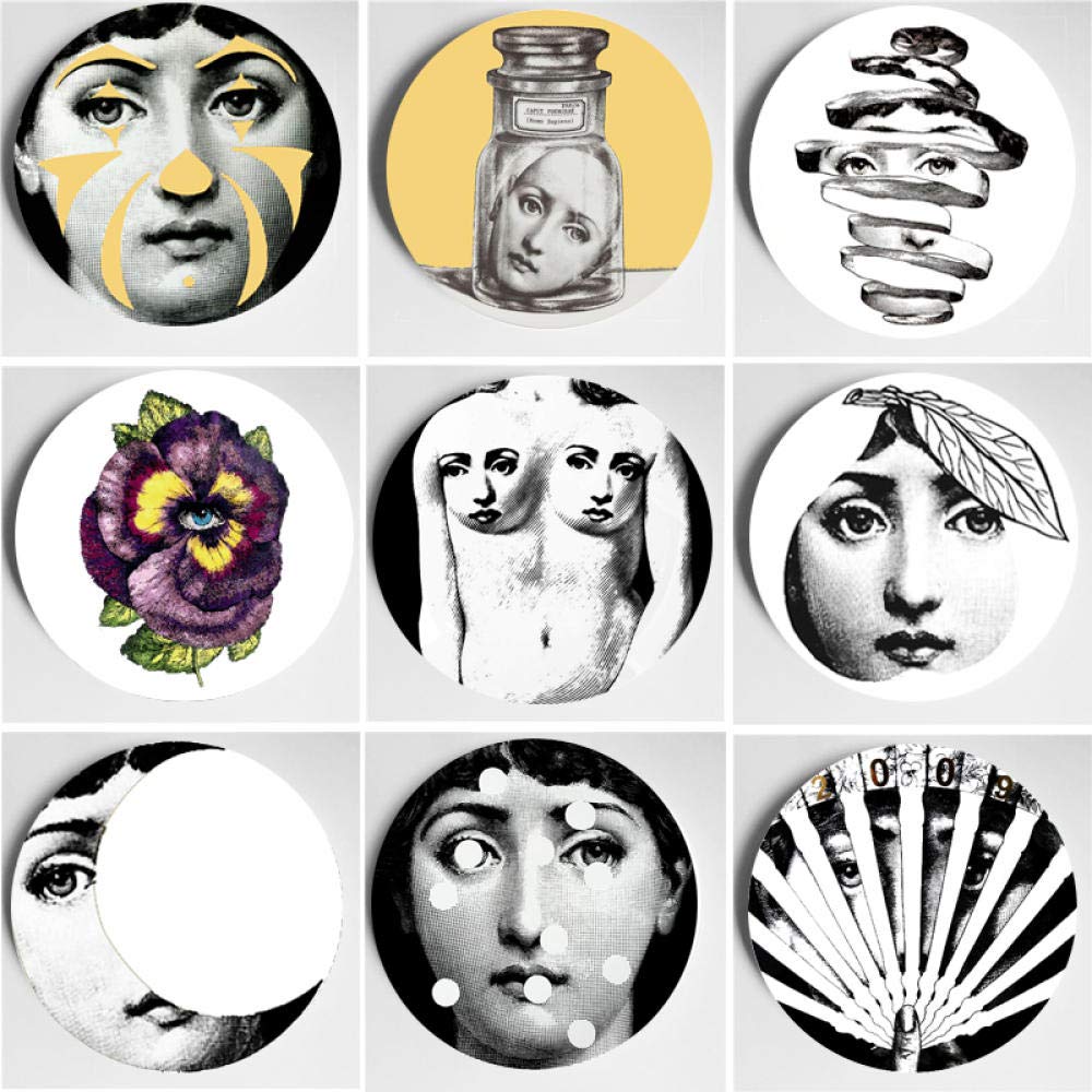 MCWJ Piatto Decorativo da 6/7/8/10 Pollici Piatto da Parete per Atmosfera Piatto Artistico di Alta qualità Piatto da Vista Lina Ornamento in ceramica-PTVZ011_7 Pollici (17,5 cm)