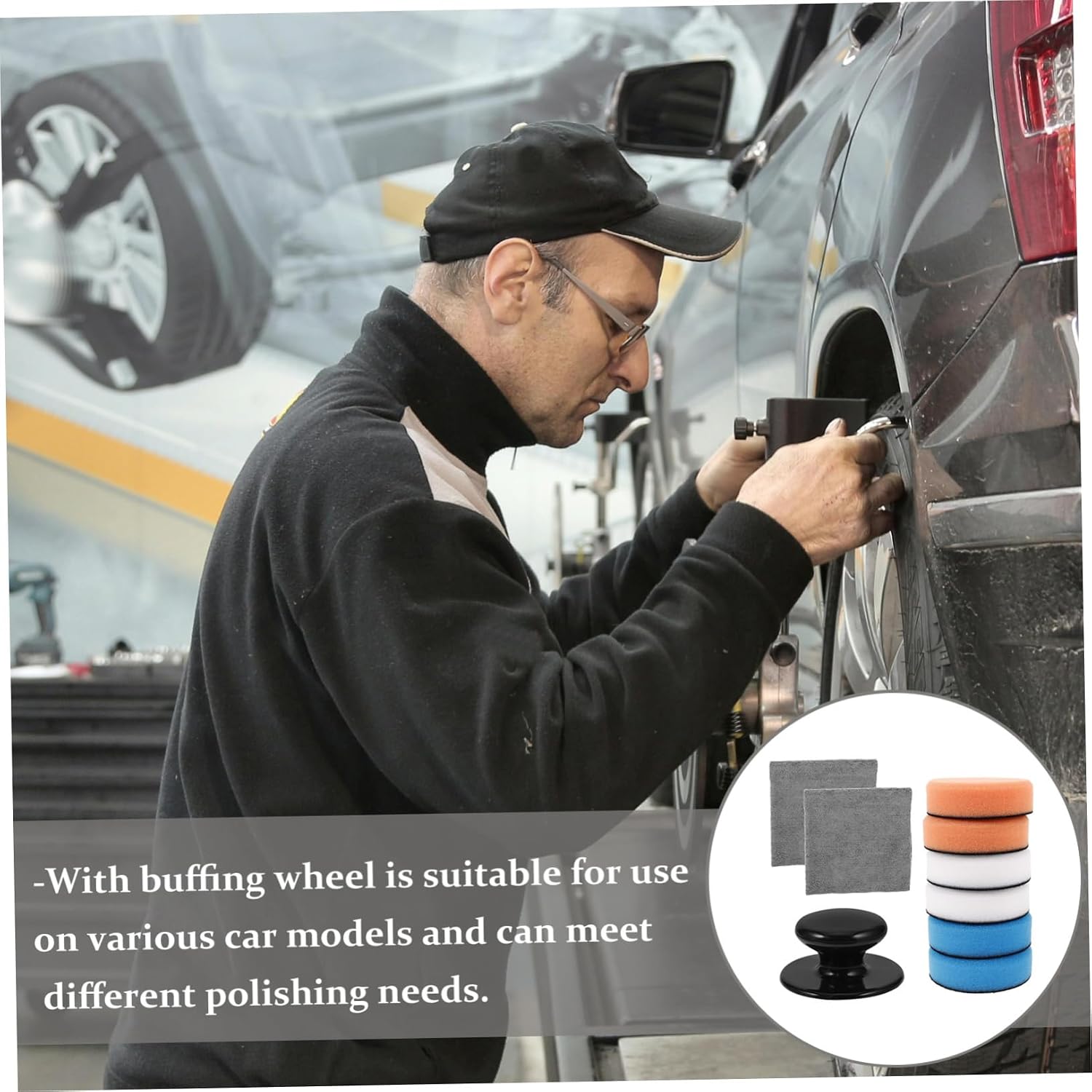 Car Wax Applicator Sponge Kit Replaceable Buffing Pads for Efficient Polishing Ergonomic Design for Comfort Multi-Functional for All Vehicle Types