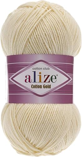 55% algodón 45% acrílico Alize Cotton Gold Yarn 1 madeja/bola 3.53 oz 360 yardas (1-crema)