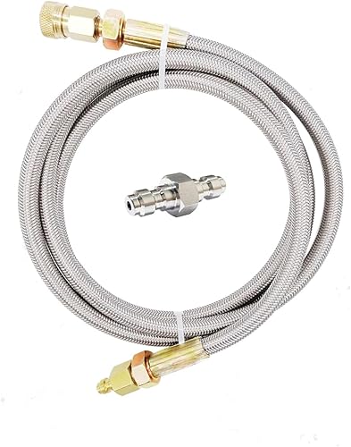 Miniatura 7 de Manguera de llenado de airsoft Paintball PCP, extensión de látigo, manguera de aire de acero inoxidable de 36 pulgadas con desconexión rápida y