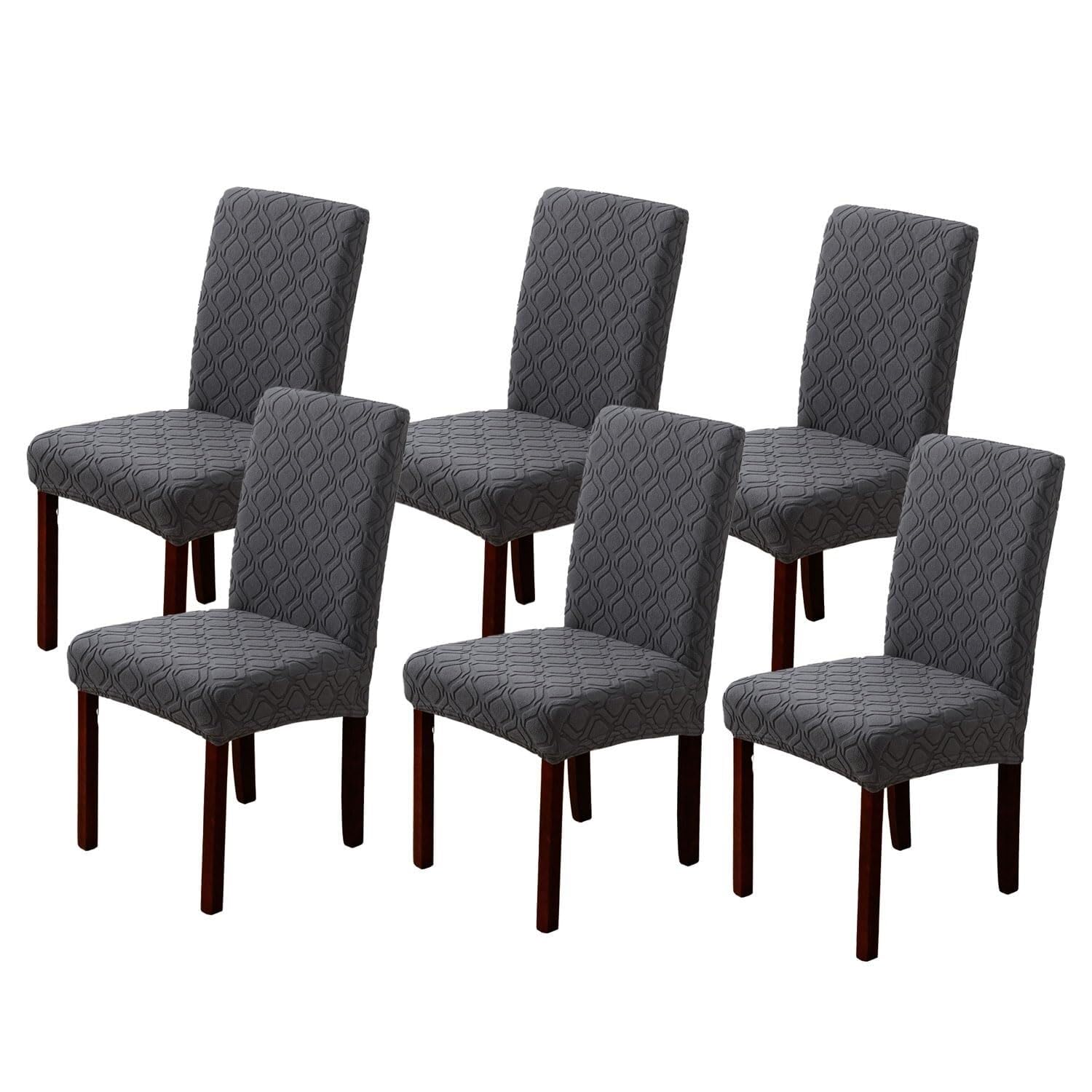 PBTMCD Stretch Dining Chair Covers, Slip-Resistant Slipcovers, Removable Washable Protectors For Home, Restaurant, Party(Dark Gray,6pc)