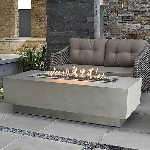 Miniatura 5 de AMS Chimenea  Elementi  Mesa grande de gas para patio exterior  Cubierta y rocas de lava incluidas  Linterna de mesa de bioetanol gratis