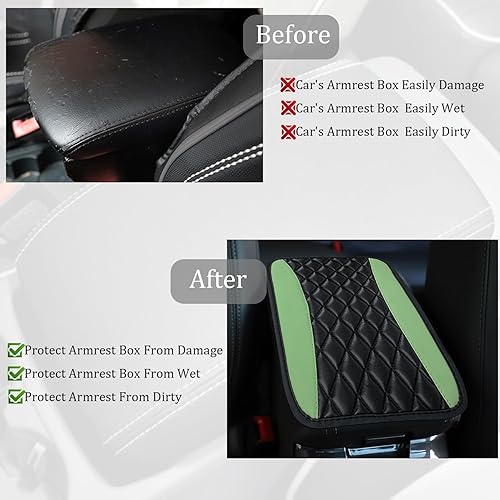Miniatura 3 de Pincuttee Funda de cuero sintético para reposabrazos de consola central, 1 unidad, alfombrilla universal para reposabrazos, funda impermeable para
