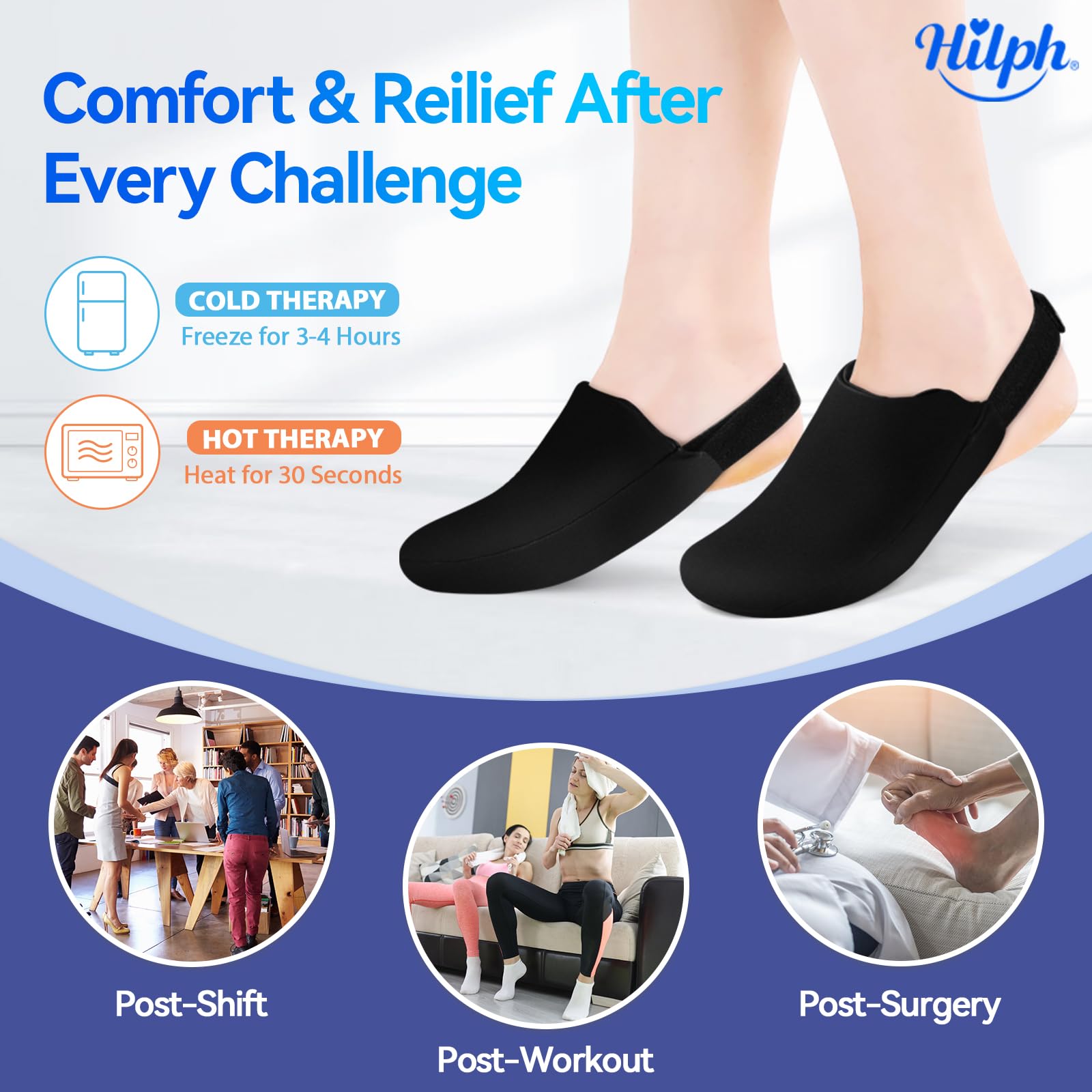 Hilph 1 par de bolsas de hielo para pies y dedos del pie para cirugía de hinchazón y juanetes, bolsa de hielo suave en el antepié, terapia fría y caliente para pies rotos, fascitis plantar,