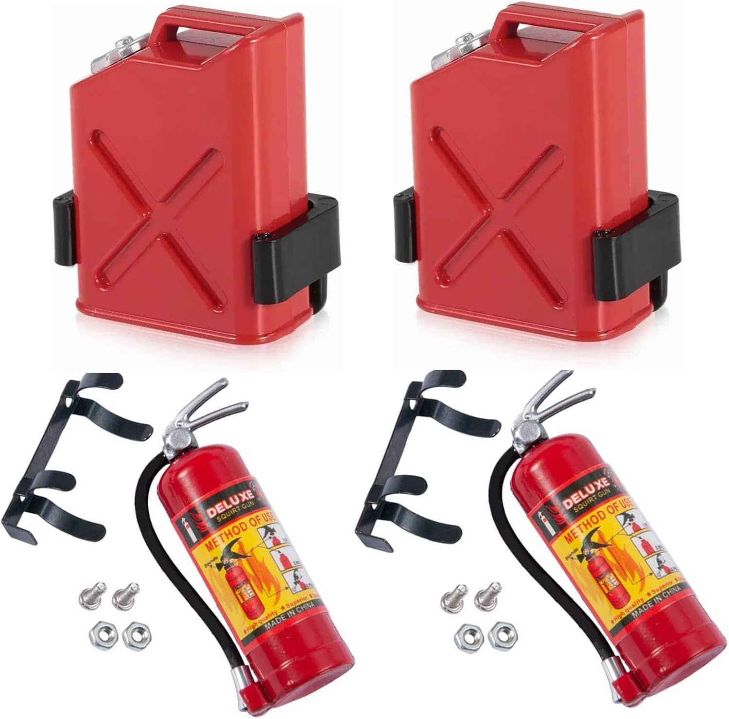RC Crawler Decoration, 1/10 Scale Plastic Fuel Tank RC Fire Extinguisher for Axial SCX10, TRX4, Wraith, HSP, CC01, Red Miniature Accessory 4PCS