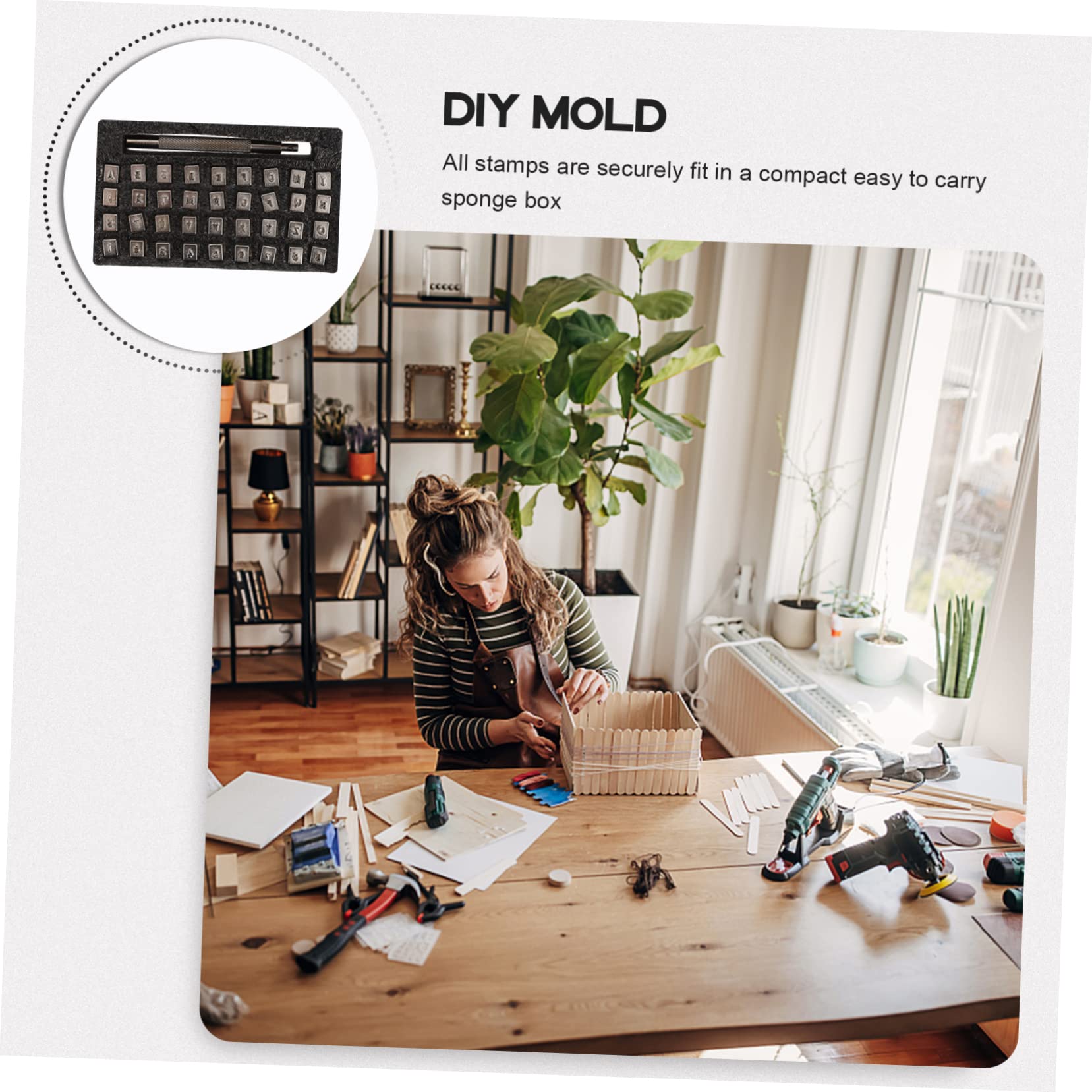 ERINGOGO 1Set Leather Number and Letter Stamp Steel Stamping Kit for DIY Crafts Compact Storage Box for Leatherwork and Legible Imprints