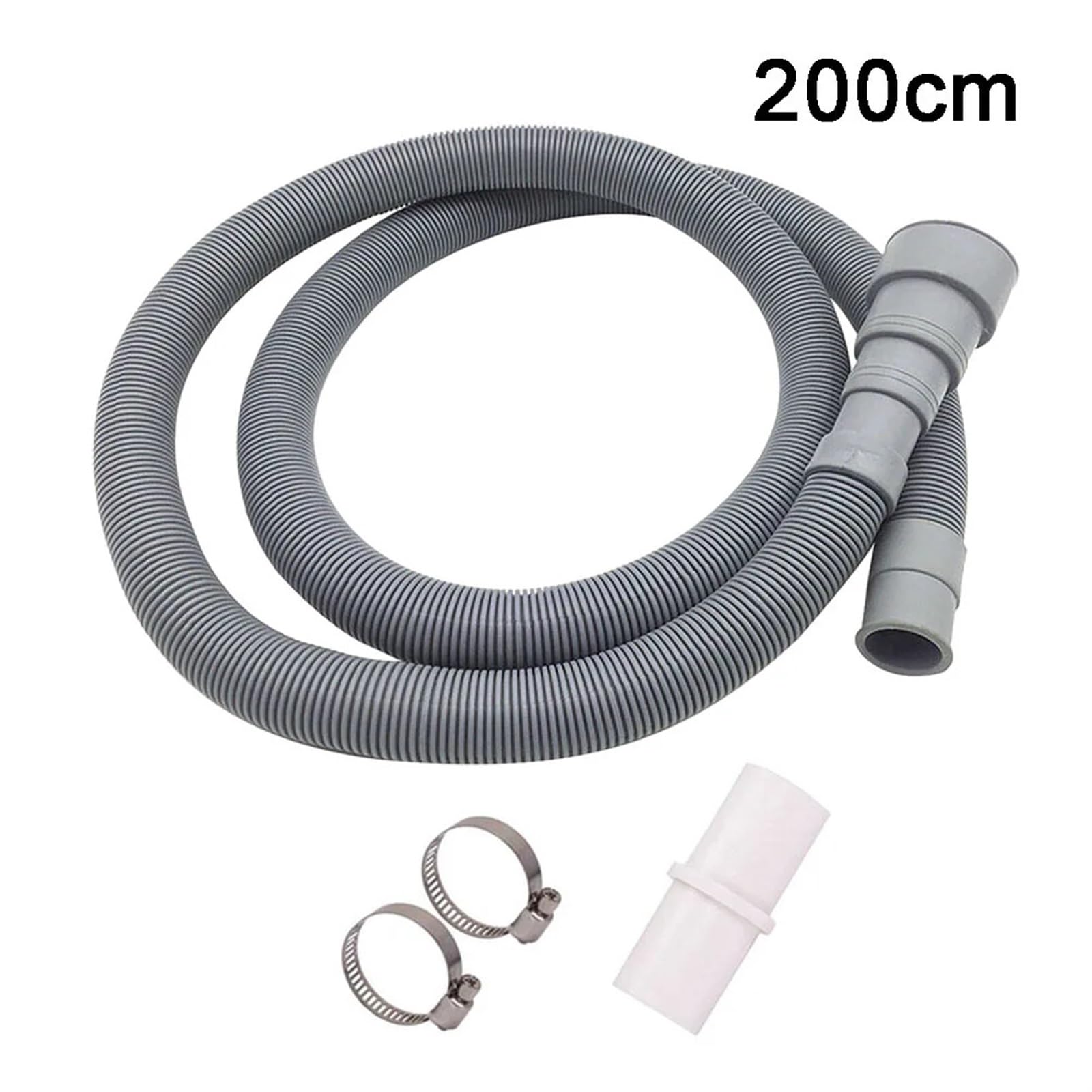 Manguera Desagüe Lavadora Gris con Abrazaderas 70-200cm(200cm)