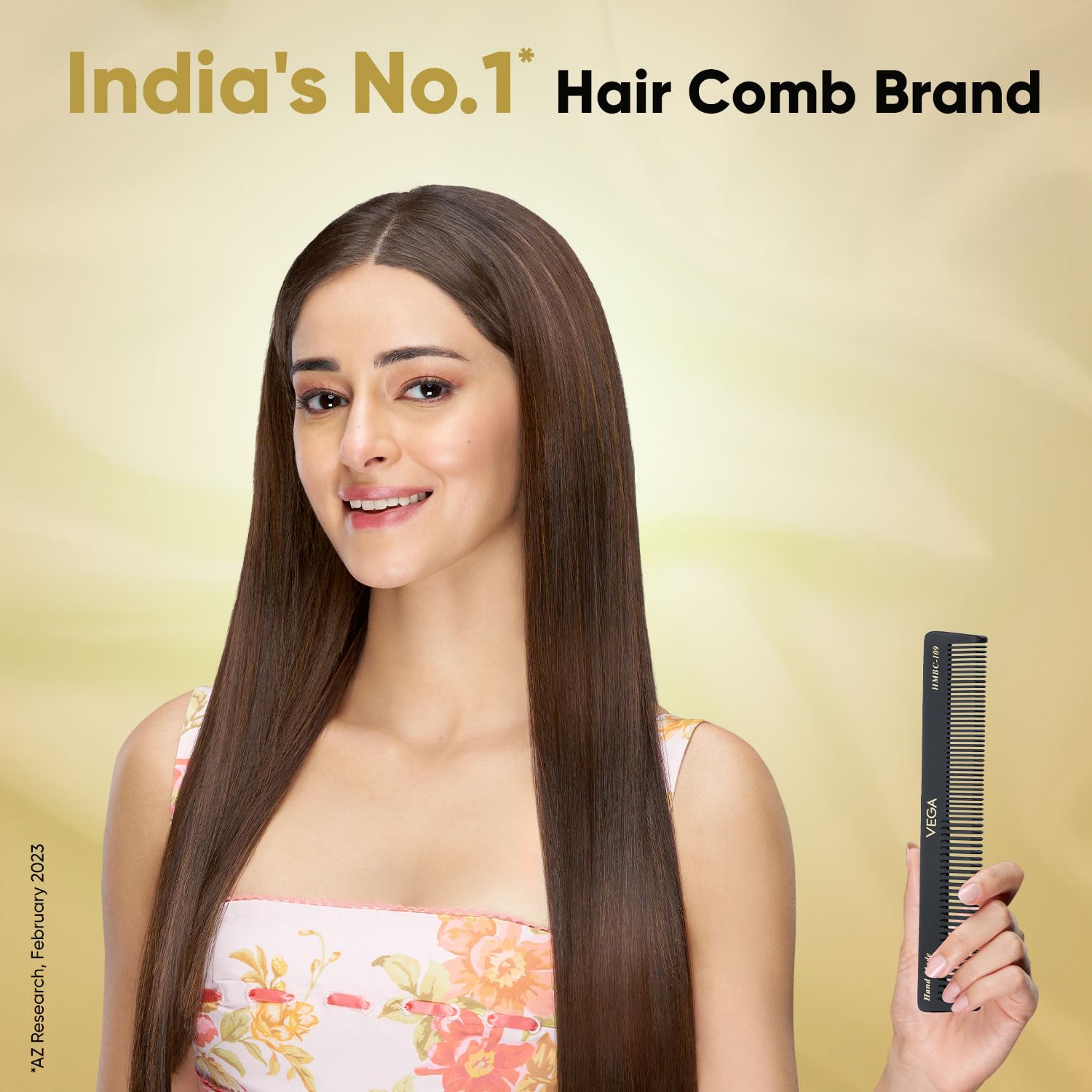 Vega Handcrafted General Grooming Hair Comb for Men & Women, Detangling, Daily Grooming | Cellulose Acetate Derived Non-petroleum Based Material from Plant, (India's No.1* Hair Comb Brand, HMBC-109)