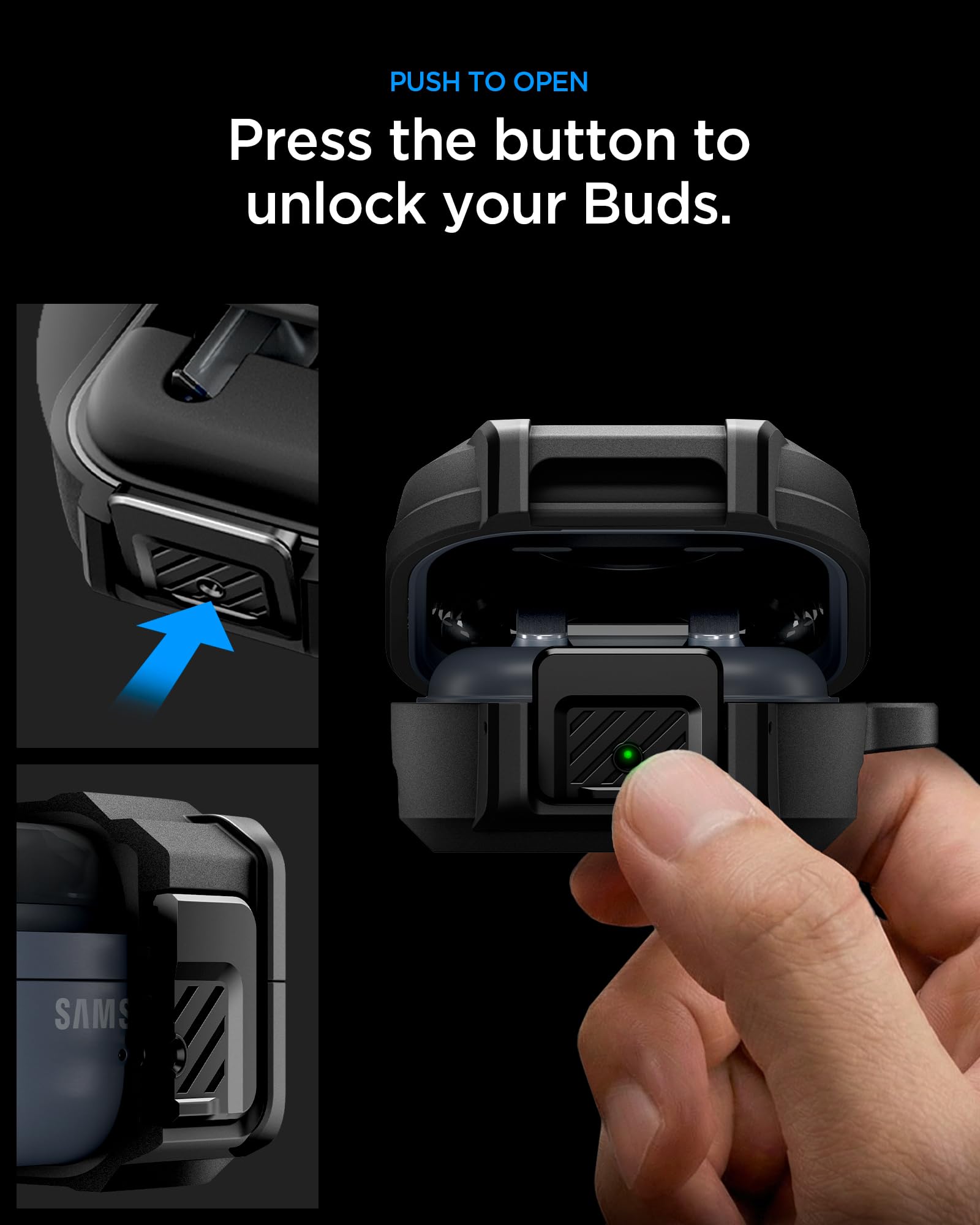 Spigen Cover Lock Fit Compatibile con Samsung Galaxy Buds 4 Pro/Galaxy Buds 4 (2026) - Nero Opaco