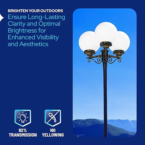 Miniatura 3 de KastLite Globo de poste de lámpara de acrílico transparente de 8 pulgadas  Textura suave con cuello de ajuste de 3.91 pulgadas  Fabricado en los