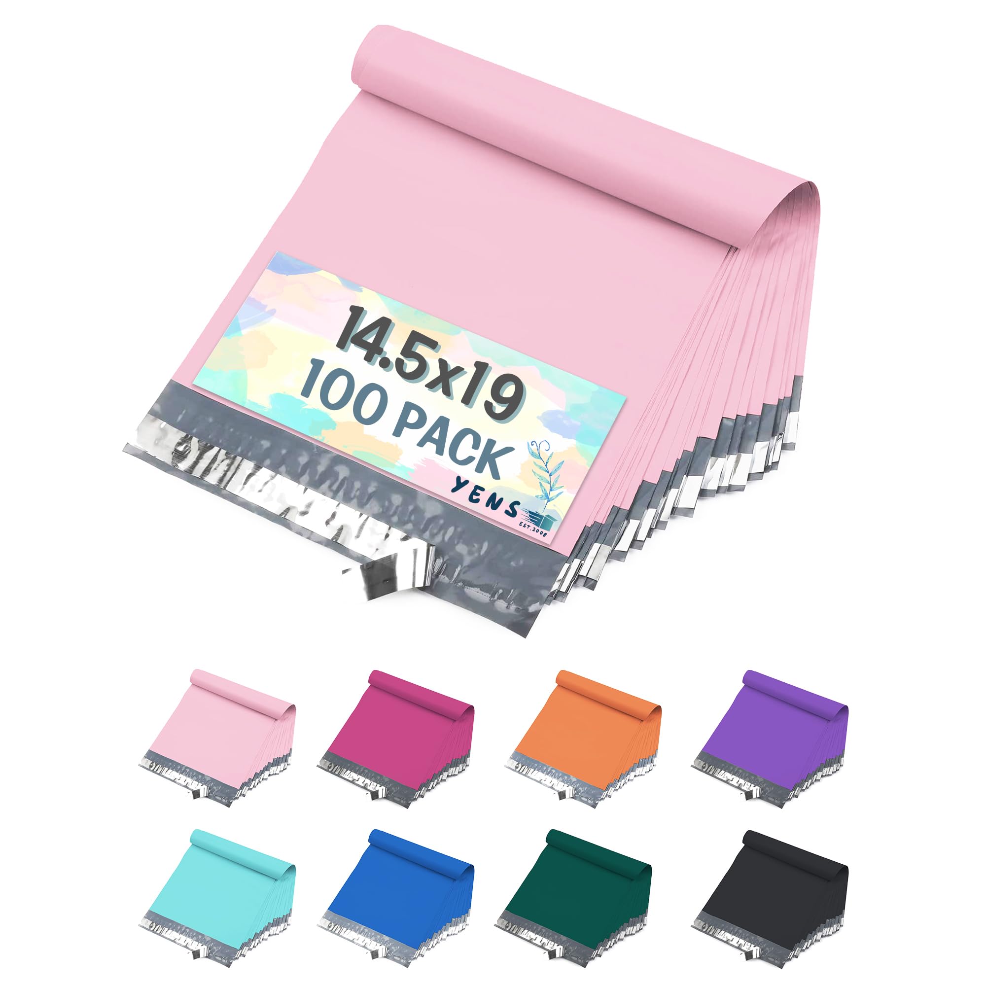 Yens Poly Mailers 14.5X19 100 Pack Light Pink ,Strong Self Seal Adhesive Shipping Envelopes Waterproof for Shipping, Mailing, Packaging M7