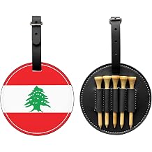 Flag of Lebanon Black Pattern Golf tee Storage Bag - Suitable for Men and Women, Light and Portable, Durable PU Material.