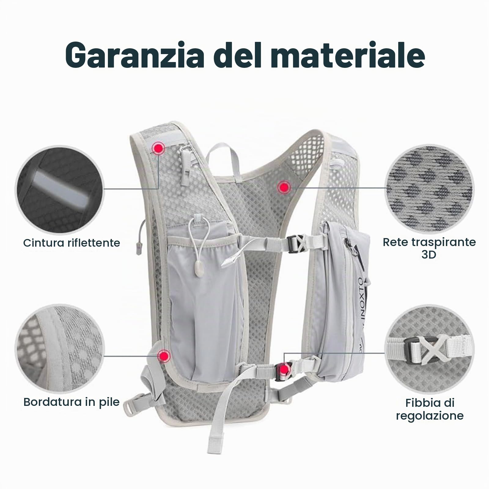 Gilet da corsa regolabile per donne e uomini, con sacca d'acqua da 1,5 l, leggero, traspirante, riflettente, da corsa, con borracce d'acqua, porta telefono, zaino per escursionismo