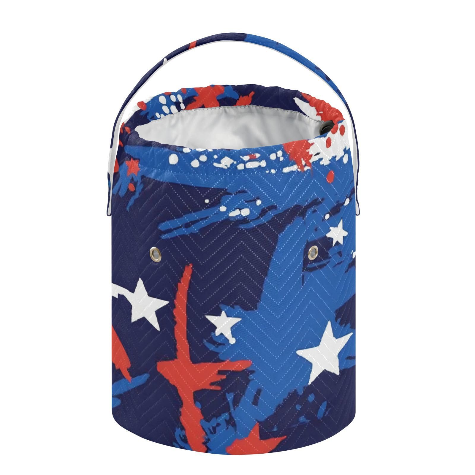 Independence Day Red White Blue Crochet Bag Crochet Travel Bag with Holes Travel Storage for Knitting Tool Knitting Organizer