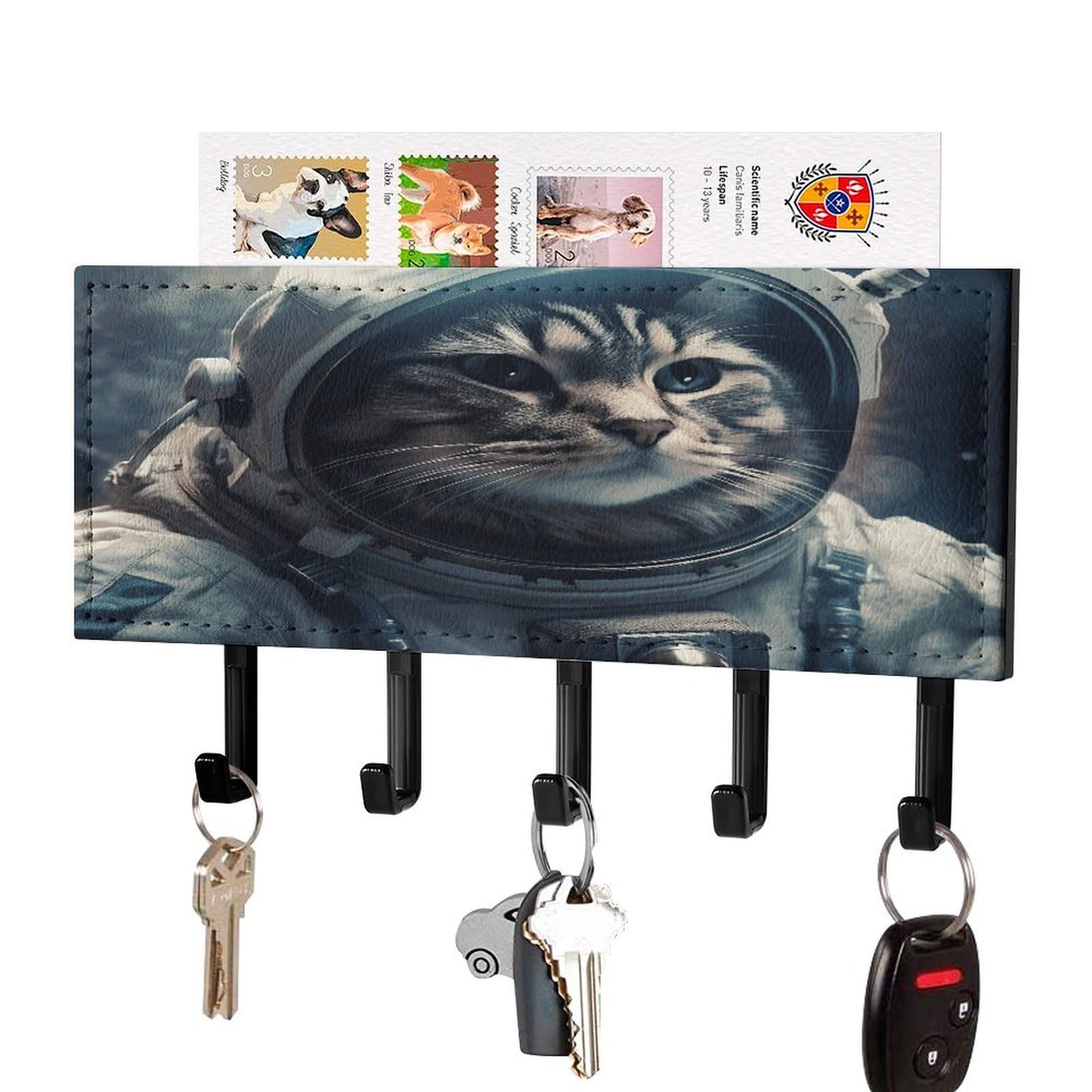 Support mural pour clés chat astronaute : rangez l'entrée de votre maison avec originalité