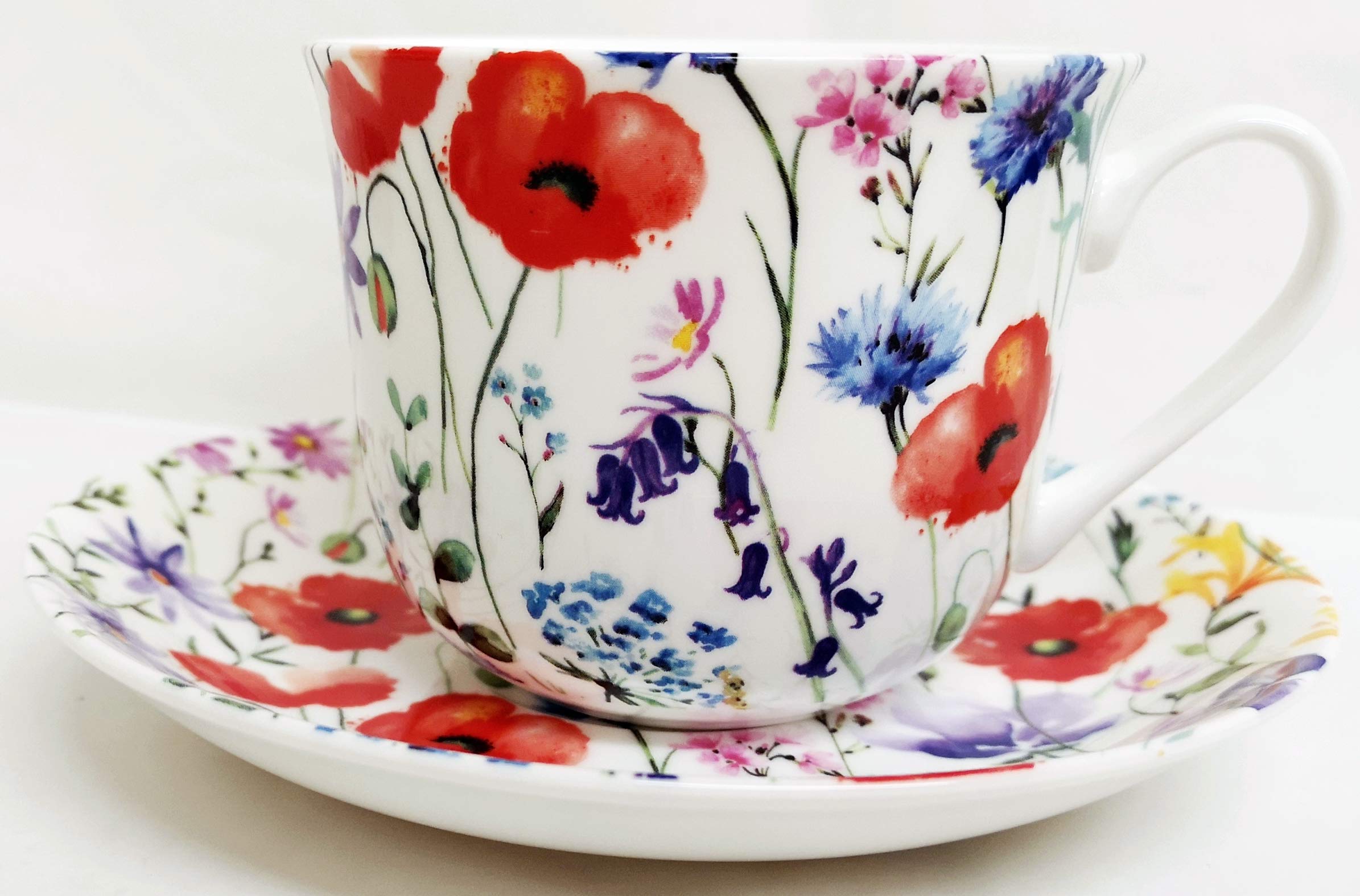 Wldflowers Meadow Cappuccno Breakfast Latte Cup & Saucer Fne Bone