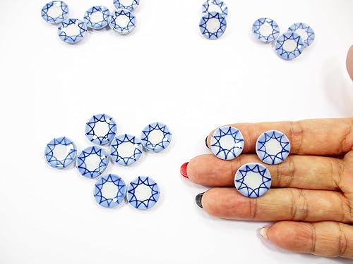 Miniatura 5 de Plato de pintura de borde azul de 0.394x0.591 in hecho a mano casa de muñecas en miniatura de cerámica 13215