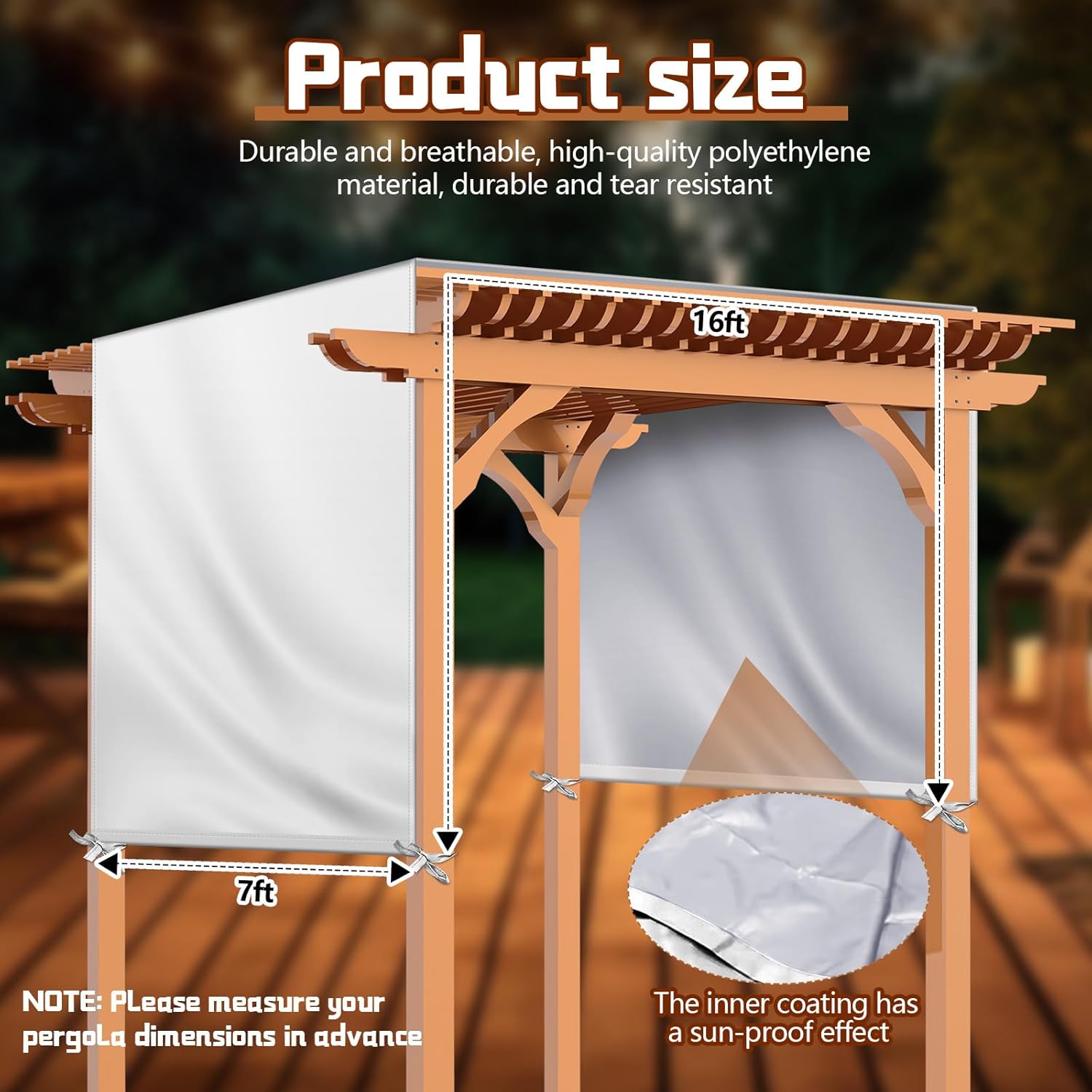 Universal Pergola Replacement Canopy Outdoor Canopy Shade Cover Waterproof Shade Top Cover for Outdoor Patio Porch Backyard(16 x 7 ft,Beige)