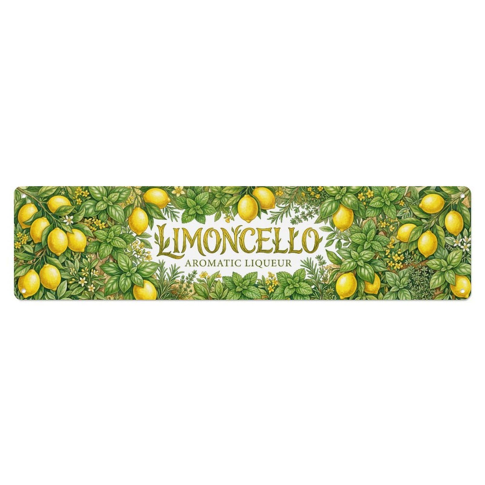 Limoncello Aromatic Lemon Liqueur Metal Tin Skinny Sign Plaque Wall Decor for Cafe, Club Bar, Office, Home Garden Metal Poster 4x16Inch