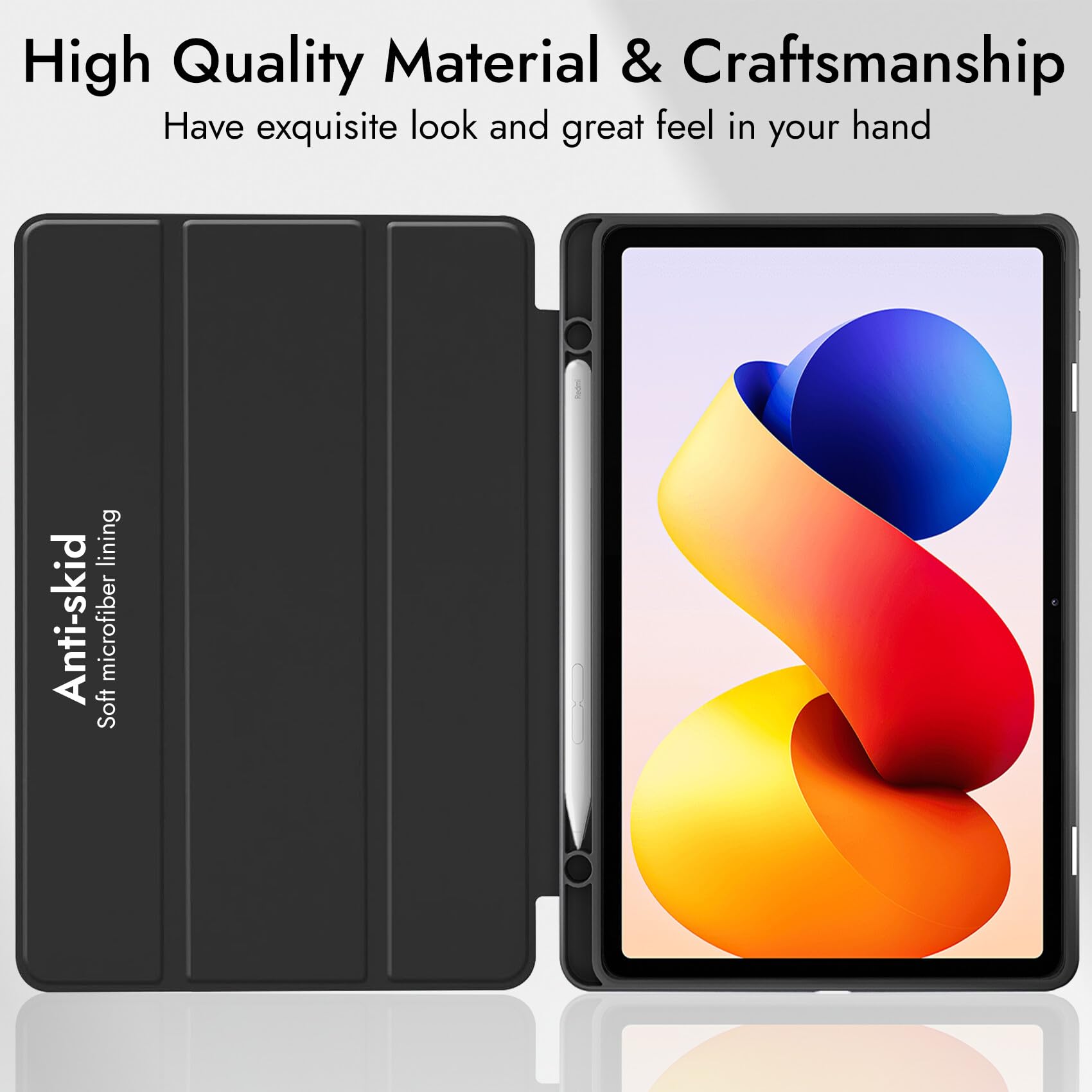 Robustrion Cover for Redmi Pad 2 Pro 12.1 inch Cover Case with Pencil Holder, Trifold Cover Case for Redmi Pad 2 Pro 5G Tablet Cover [Auto Sleep Wake Support] - Black — Amazon image 6